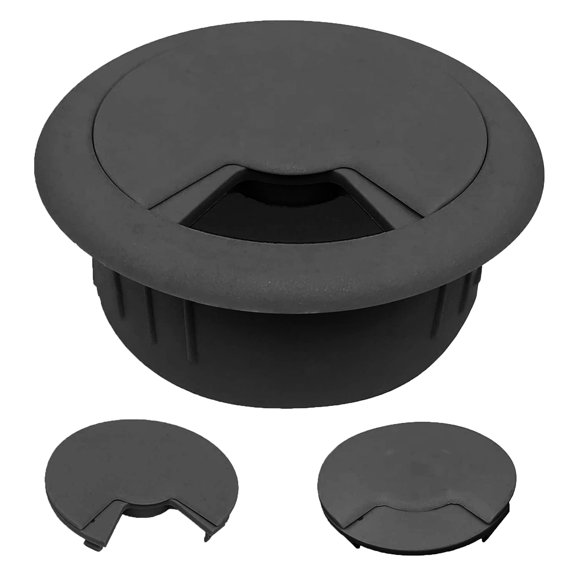 CordAway Passe-Partout Rond en Plastique Idéal pour Bureau à Domicile, Ordinateur, Gaming, Home Cinémas et Centres de Divertissement Réglable, Diamètre 2 Pouces, Profondeur 1-1/8 Pouces, Noir, 5/Pack