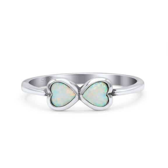 Hearts Thumb Ring Oxidized Ring Band Lab Created Opal 925 Sterling Silver Size 5
