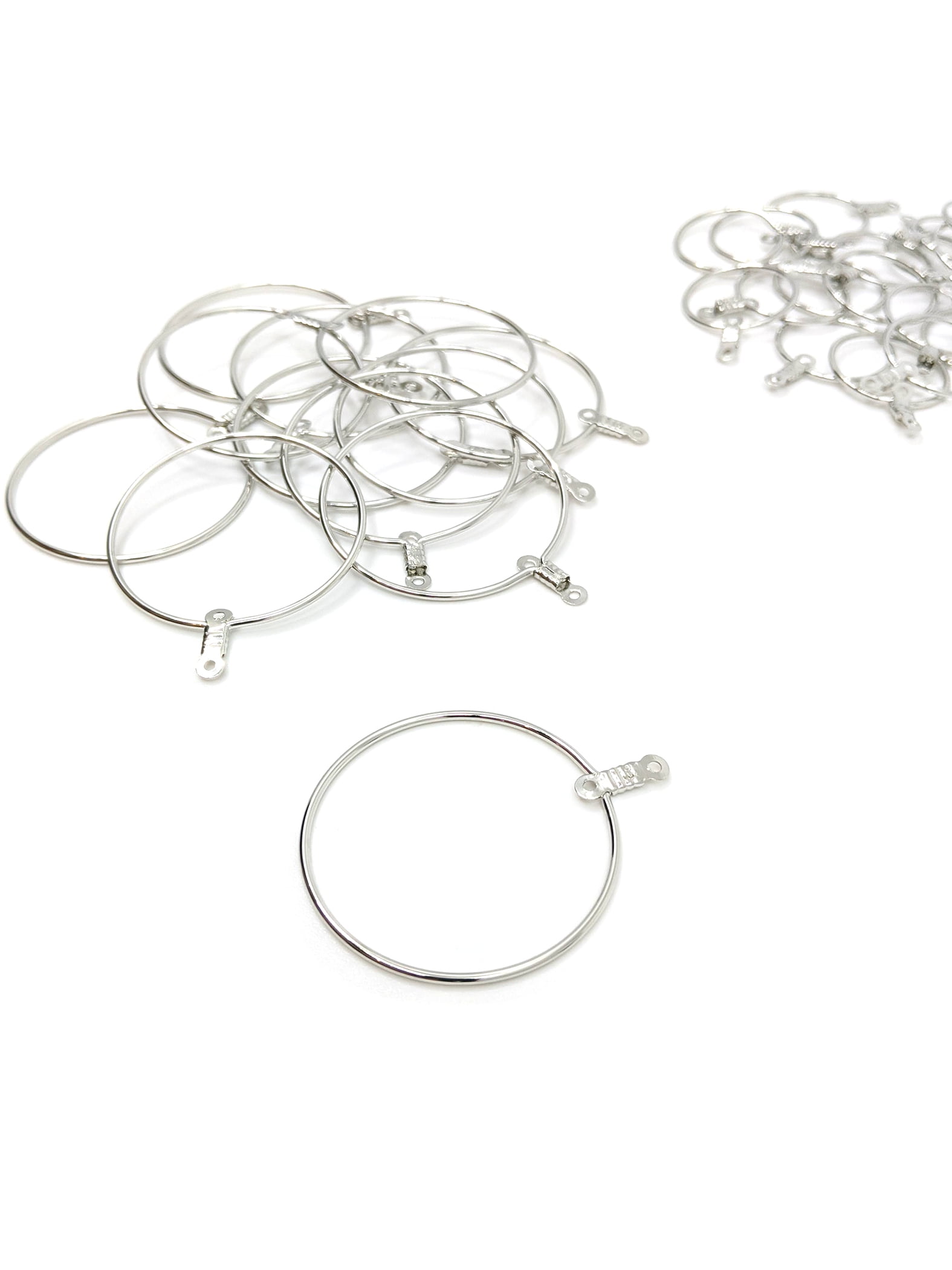 Hoop Earrings- Silver Toned Super Thin for Adding Beads for Jewelry Making  Craft 