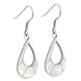 thumbnail image 5 of AeraVida Traditional Teardrop White SeaShell Inlay Sterling Silver Dangle Earrings, 5 of 5