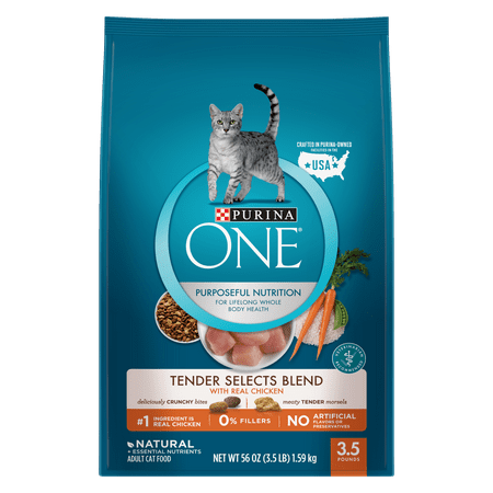 Purina One Tender Selects with Real Chicken Natural Dry Cat Food, 3.5 lb