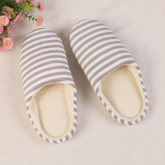 GOODLY Women Slippers Slip On Furry Plush Soft Non-Slip Couple Winter Warm Home Indoor Shoes