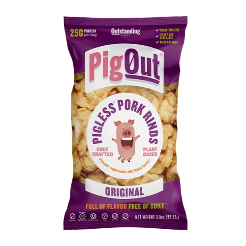 PigOut, Plant-Based Pigless Pork Rinds, Original 3.5 oz