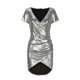 thumbnail image 4 of Puntoco Vestido De Manga Corta Con Cuello En V, Color Sólido Informal Para Mujer, Sexy, Con Escote En V Y Abertura En La Cadera, Gris L, 4 of 6