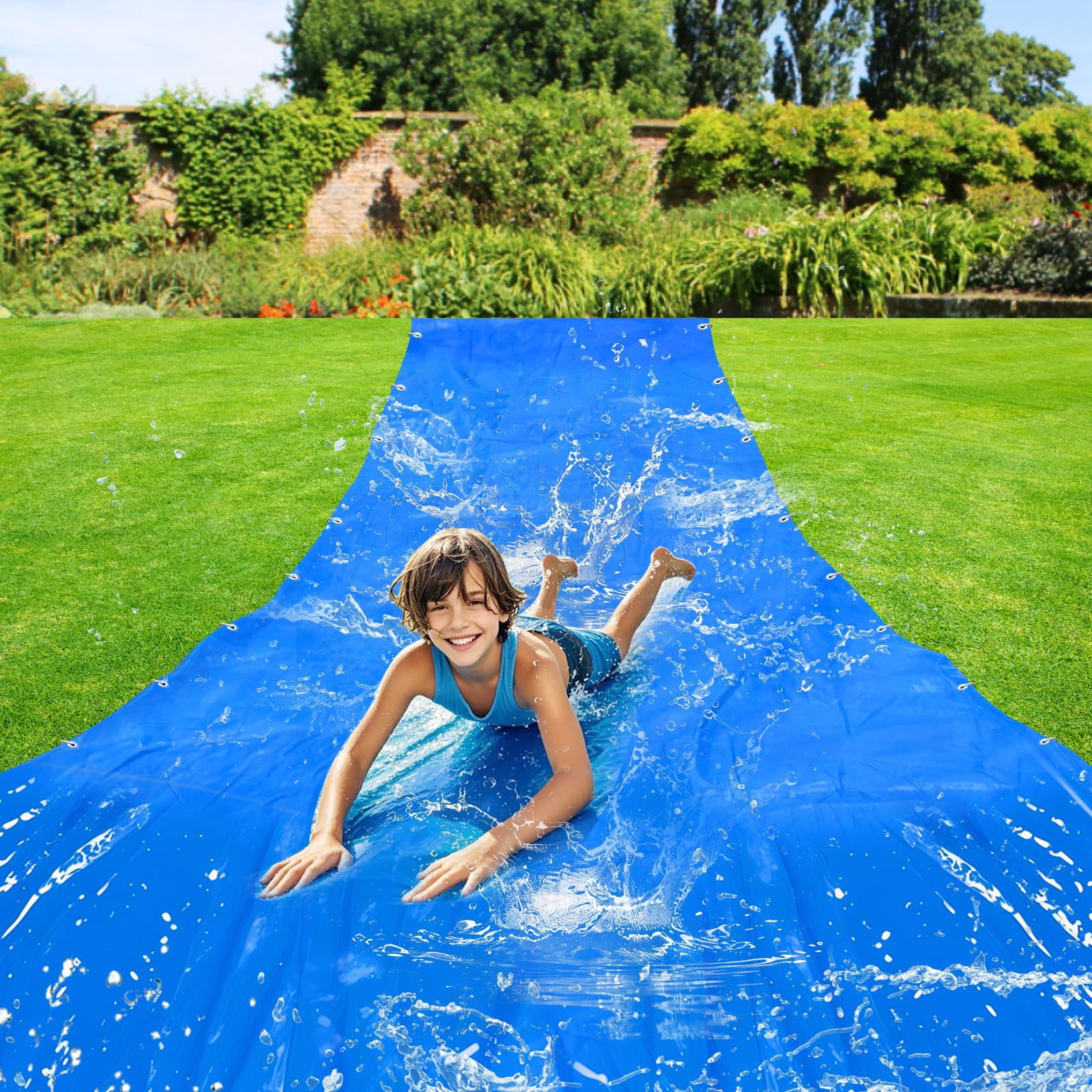 Lawn Water Slide 32.8ft x 9.8ft Heavy Duty Outdoor Summer Fun