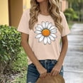 thumbnail image 2 of Short Sleeve T-shirts for Women Teens Daisy Floral Printed Crewneck Casual Summer Tee S-2XL Base Tshirts (2XL, Beige), 2 of 5