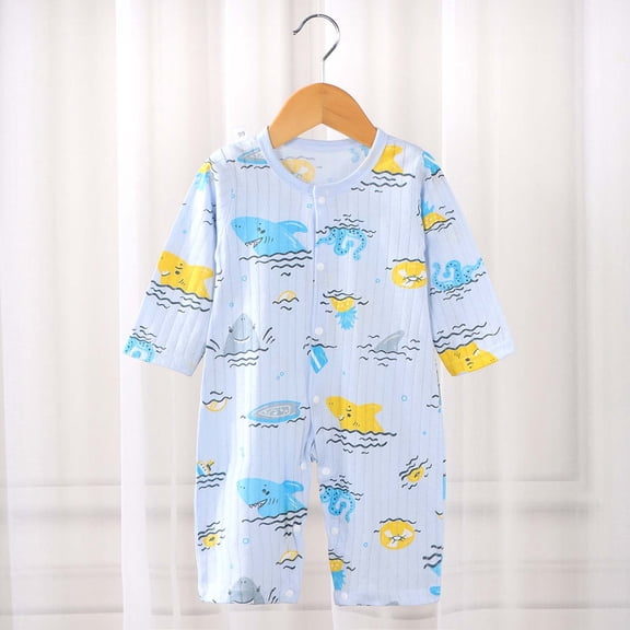 Bovxnpu Baby Girls' Bodysuits Lightweight Long Sleeve Graphic Baby Summer Front Open Sleepwear Bodysuit Summer Outfits