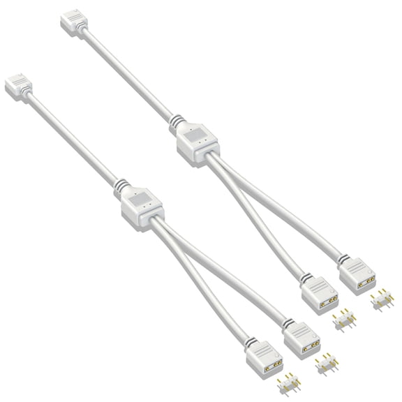 NEW 2X 5V 3-Pin Extension Cable for Computer Motherboard 1 Point 2 Hub Connection ARGB Splitter, White