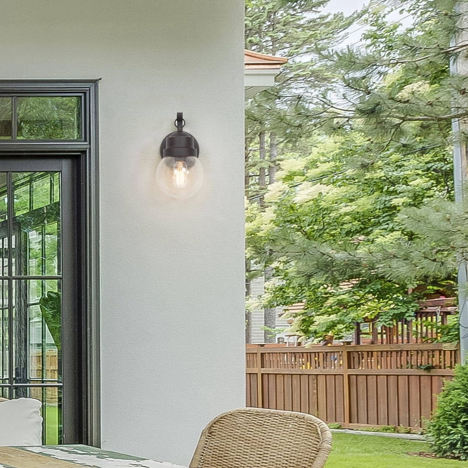 LNC Rust Outdoor Wall Sconce withseeded Glass Globe, 11" Vintage Exterior Light for Wet Areas