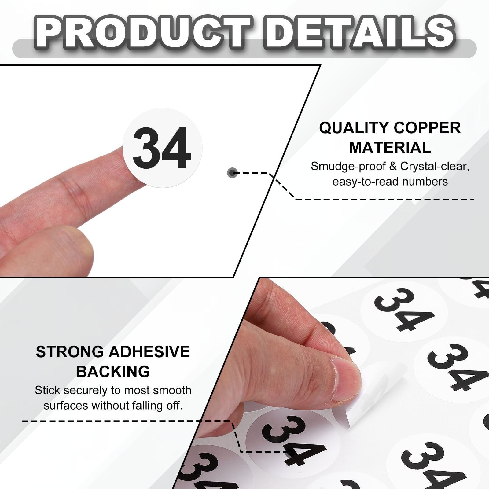 Uxcell 1000pcs 1.2" Number Stickers, Number 48 Sticker Numbers Labels Round Small Vinyl Self Adhesive Label Circle Decals 1 Roll Dots for Photo Album Poster Organize Inventory, Black