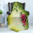 thumbnail image 4 of Spa Soft Flannel Fleece Throw Blanket, Stones and Bamboo Leaves on the Water Pool Freshness Relaxing Theme, Cozy Plush for Indoor and Outdoor Use, 50" x 70", Apple Green Magenta, by Ambesonne, 4 of 5