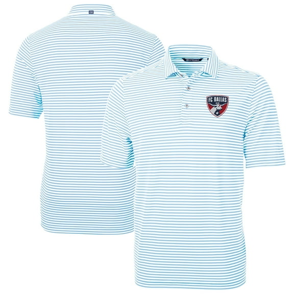 Men's-Cutter & Buck  Powder Blue FC Dallas Big & Tall Virtue Eco Pique Stripe Recycled Polo