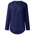 thumbnail image 3 of SDNall Womens Summer Long Sleeve Zip Casual Tunic V-Neck Rollable Blouse Tops, 3 of 9