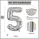 thumbnail image 2 of Globo Yeodong Silver Number 5 con helio laminado de 40 pulgadas, 2 of 7