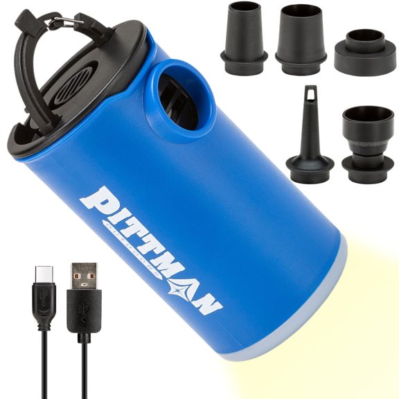 Pittman Mini Air Pump & Flashlight for Inflatables, Camping, Portable Air Pump for Pool Floats, Vacuum Storage Bags