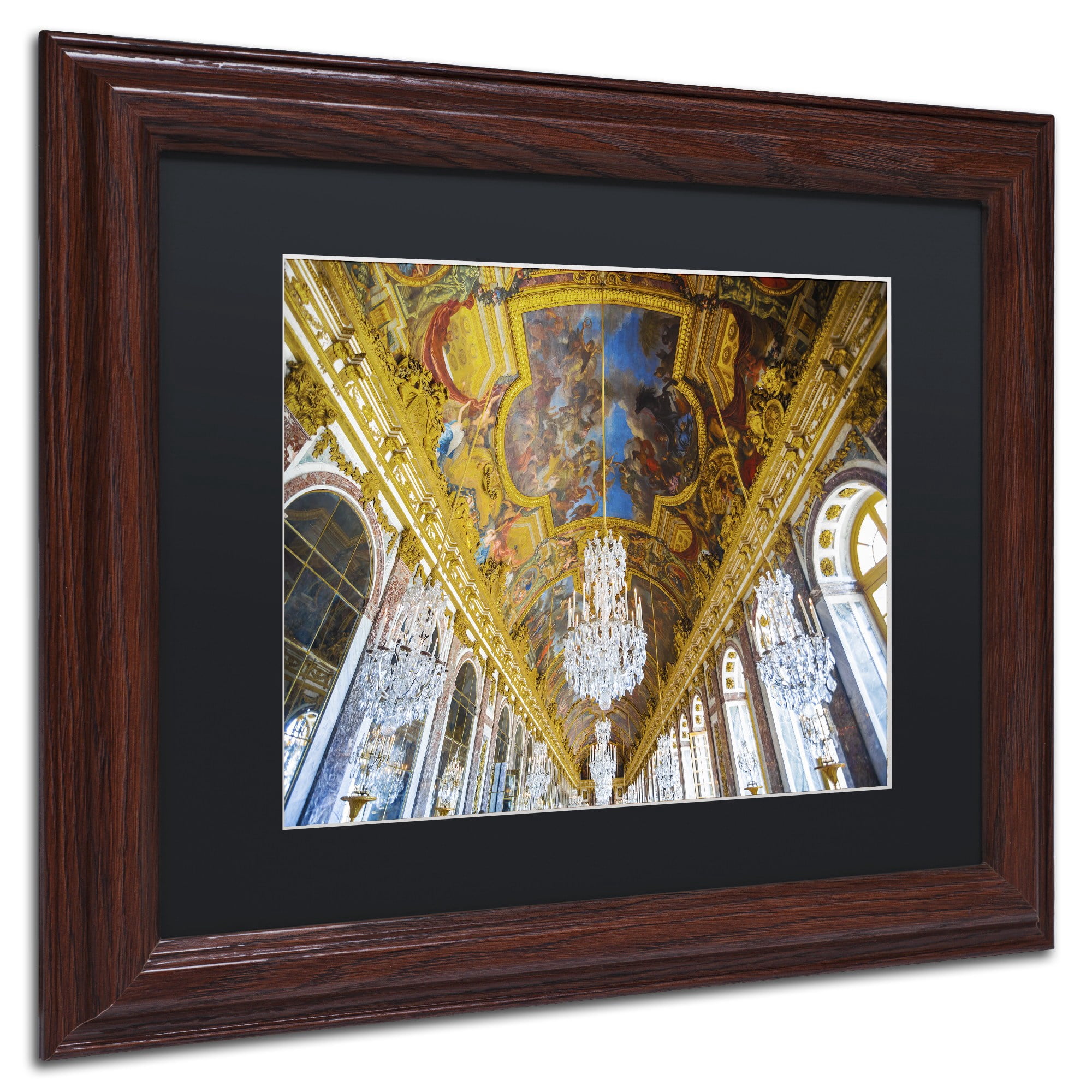 Trademark Fine Art "Versailles Hall Of Windows" Canvas Art by Yale Gurney, Black Matte, Wood Frame