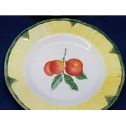 Tuscany GIBSON DESIGNS Yellow Rim Fruit Design Green Trim peach Salad Plate Vintage Replacement New