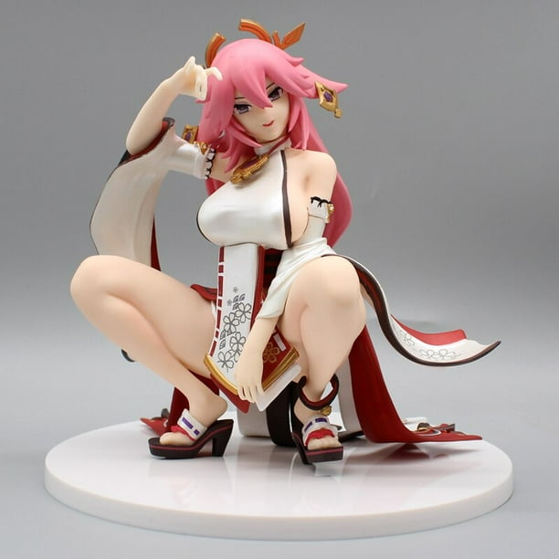 Figura de Anime Genshin Impact Yae Miko de 18cm, estatua de Hentai, escritorio de acción de zorro Sexy, estatua de Pvc, modelo, juguetes, regalo Fivean unisex