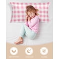 thumbnail image 4 of Pink Checkered Pillow Cases Cal King Size, Smooth Satin Pillowcase for Hair and Skin, Pink White Buffalo Plaid Decorative Cooling Bed Pillow Covers with Zipper, 20x40 Inches, 4 of 5