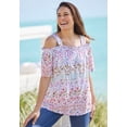 thumbnail image 4 of Woman Within Plus Size Printed Cold-Shoulder Blouse, 4 of 6