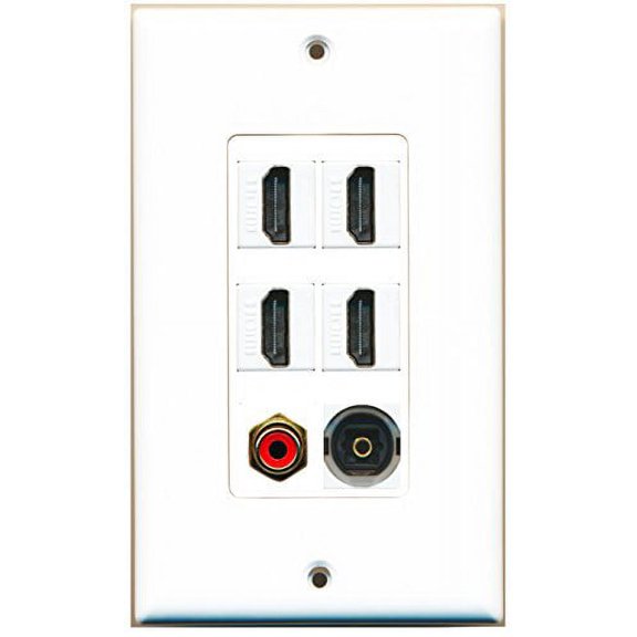 RiteAV - 4 Port HDMI 1 RCA Red 1 Toslink Wall Plate Decorative