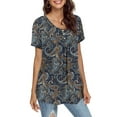 thumbnail image 3 of a.Jesdani Women's Plus Size Tunic Tops Casual Floral Blouses Short Sleeve Henley Shirts for Women M-4XL, 3 of 7