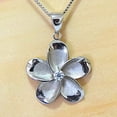 thumbnail image 3 of Beautiful Hawaiian Plumeria Necklace and Earring, Sterling Silver Plumeria Flower CZ Pendant, N2031S Birthday Valentine Wife Mom Gift, 3 of 9