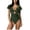 Green, variant on Ahdbta Women's One Piece Swimsuit Bathing Suit Halter Triangle Tops V Neck Ruched Short Sleeve Mesh Ruffled Swimwear