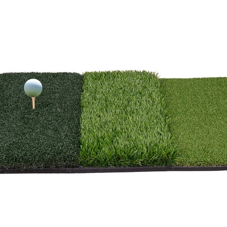 Zeny 25" x 16" Portable Tri-Turf Golf Hitting Grass Mat Driving Chipping Mat Fairway & Rough w/Rubber for Backyard Outdoor & Indoor Practice