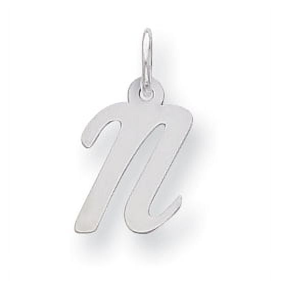 Beautiful Sterling Silver Rhodium-plated Small Script Initial N Charm