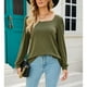 thumbnail image 5 of Camiseta verde de manga larga para primavera y otoño, talla M Top de punto holgado con cuello ancho, 5 of 8