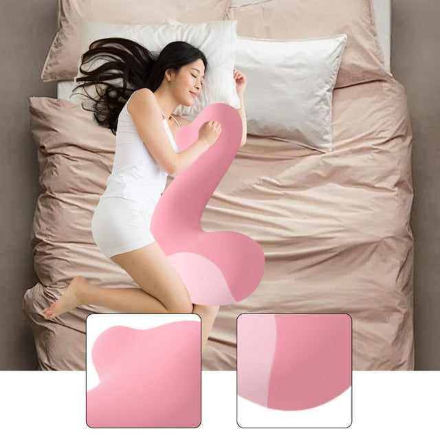Almohada Corporal Larga Almohada de Descanso Cojín para Cama Y Soporte Lumbar de Espuma Viscoelástica Suave con Cubierta Higiénica Adecuado para La D Rosa intenso