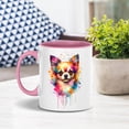 thumbnail image 2 of Watercolor Drip Chihuahua Pop Art Colorful Portrait Artwork 11oz Accent Two-tone Mug Dog Lover Gifts Idea Coffee Tea Cup - 01009, 2 of 5