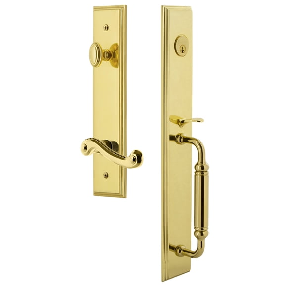 Grandeur Carcgrnew_Eset_238_Lh Carre Solid Brass Rose Left Handed Keyed Entry Single