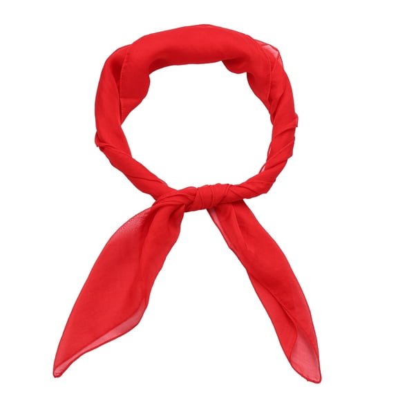Uxcell Solid Chiffon Scarf, Square Solid Color Bandana Handkerchief Ribbon Scarves Lightweight Neck Head Scarfs 27.5 x 27.5" & Red
