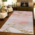 thumbnail image 3 of Nordic Minimalist Light Luxury Art Area Rug, Modern Marble Pink Golden Girls Room Rug, Cozy Non-Slip Foldable Thin Large Washable Mat For Living Room Bedroom Entryway Hallway Dorm 1x2ft, 3 of 6