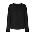 thumbnail image 4 of Free Shipping Long Sleeve Shirt for Women 2025 Fall Solid Lace Patchwork Hollow Out Crew Neck Top Casual Trendy Crochet Knit Blouses, 4 of 6