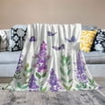 thumbnail image 2 of Creowell Purple Lavender Throw Blanket Throw Colorful Butterfly Wild Garden Flowers Flannel Blanket for Kids Girls Teens Watercolor Outdoor Floral Dreamy Blanket for Office Sofa, 2 of 6