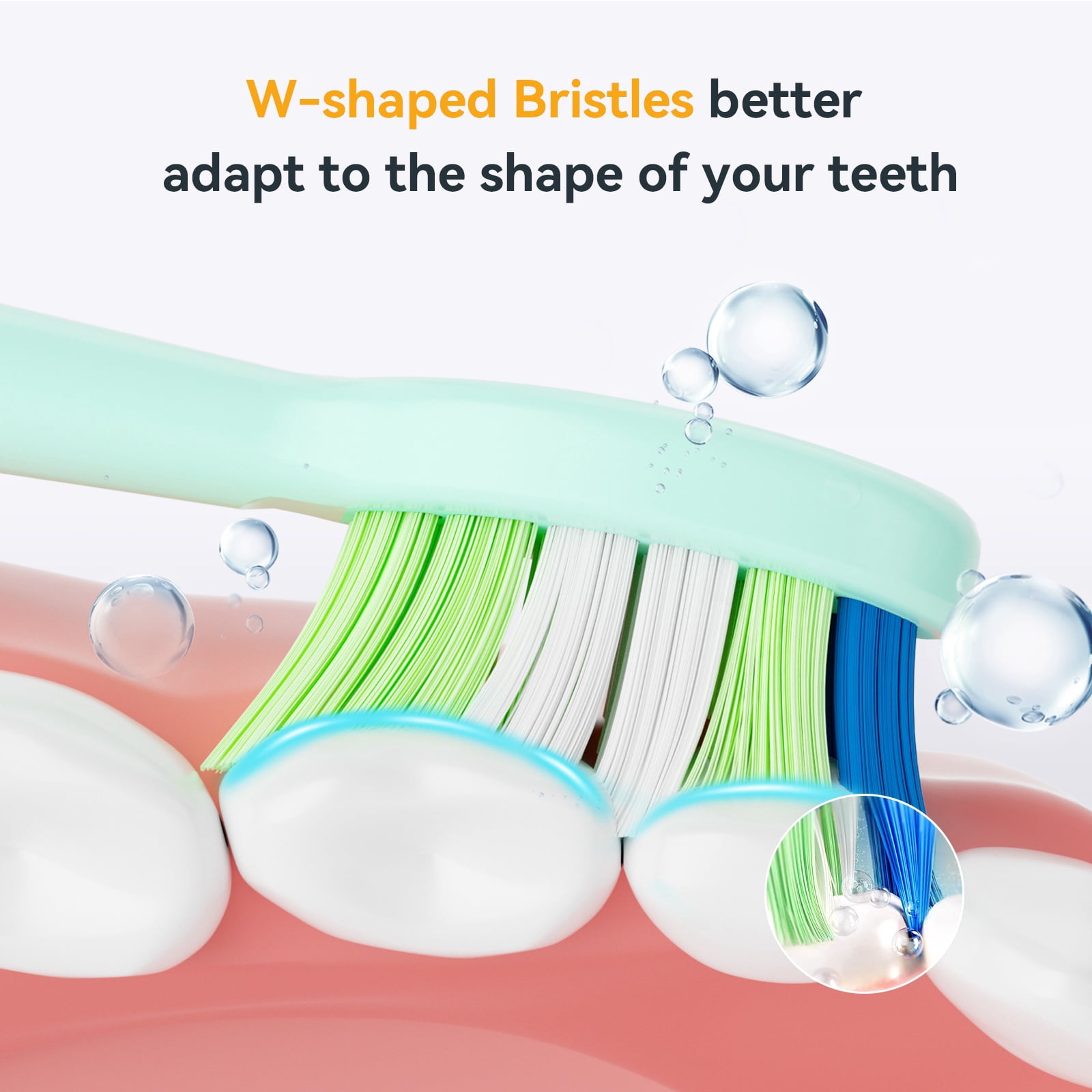 JTF Sonic Smart Toothbrush Genuine Standard Brush Heads, 9 Pack, Green, P200