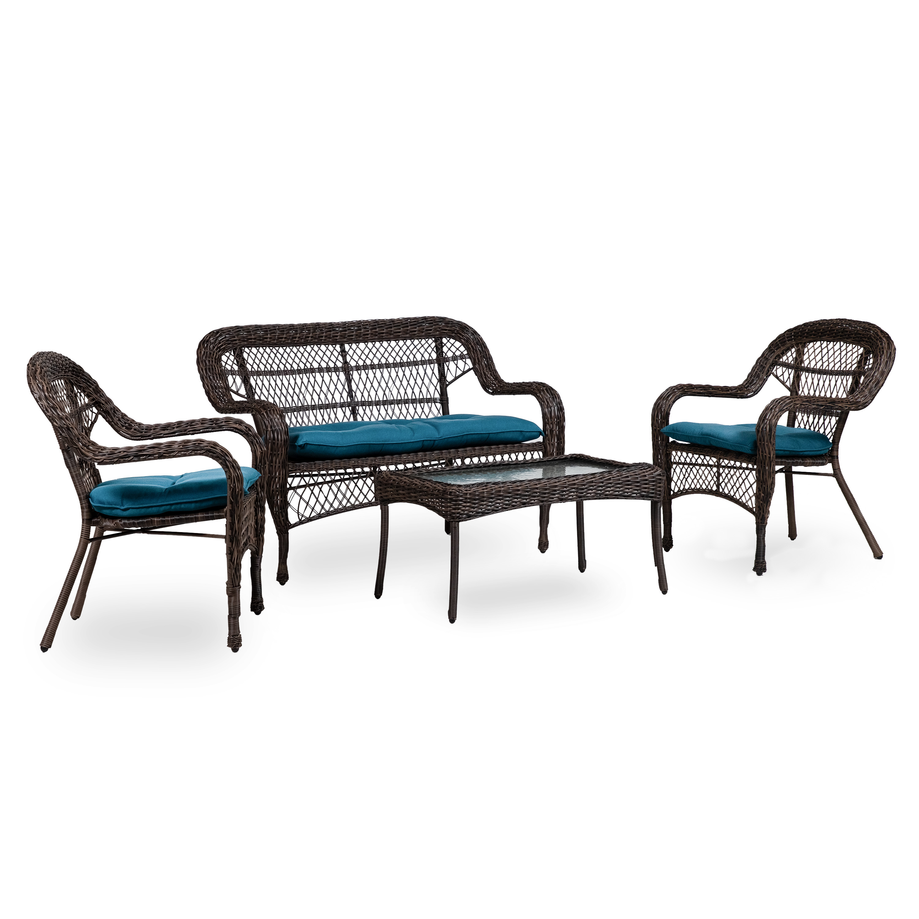 Furniture of America Wick Wicker 4PC Outdoor Patio Conversation Set