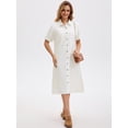 thumbnail image 3 of DARING DIVA Midi Denim Short Sleeve Button Down Tunic Jean Dress L White, 3 of 7