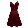 thumbnail image 4 of OSOLU Women Summer Mini Dresses Solid Color Sleeveless Ruched Hem Back Spaghetti Strap Zipper Dress Stylish Sundress Dresses For Women 2025 Elegant Classy, 4 of 4