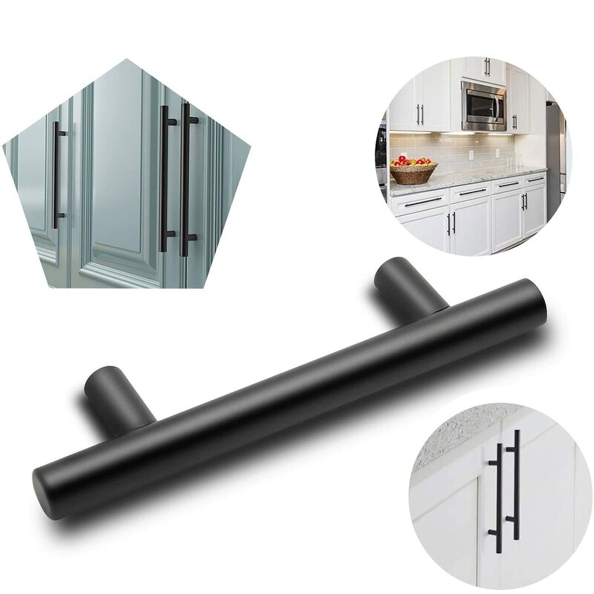 Fitviso 50 Pack 3.25 Inch(82mm) Hole Centers Matte Black Kitchen Cabinet Pulls for Cabinets Cupboard Handles Drawer Pulls