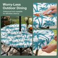 thumbnail image 5 of Round Outdoor Tablecloth with Umbrella Hole and Zipper, Teal Palm Tree Tablecloth with Elastic Waterproof, Coastal Trees Summer Tropical Botanical Patio Table Covers for 31" - 35" Picnic Pool Tables, 5 of 9