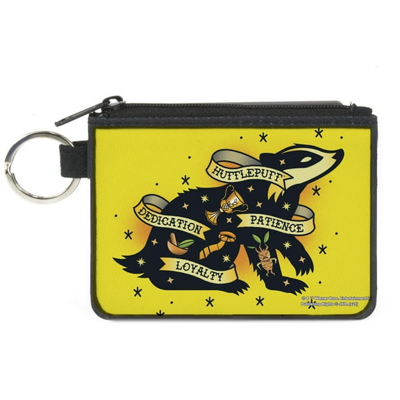 The Wizarding World of Harry Potter Wallet, Coin Purse, Harry Potter Hufflepuff Badger Traits Tattoo Yellow, Canvas