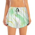 thumbnail image 2 of Rateoe Green And Gold Abstract Marble Printed 2 in 1 Women's Workout Shorts for Athletic Gym Running Shorts with Phone Pockets-, 2 of 7
