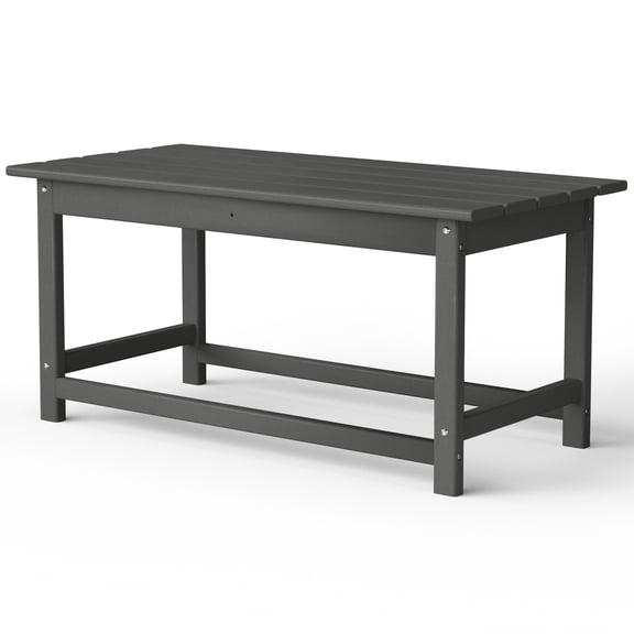 CostaElm Outdoor Poly Plastic Adirondack Coffee Table, Rectangle Patio Coffee Table, Gray