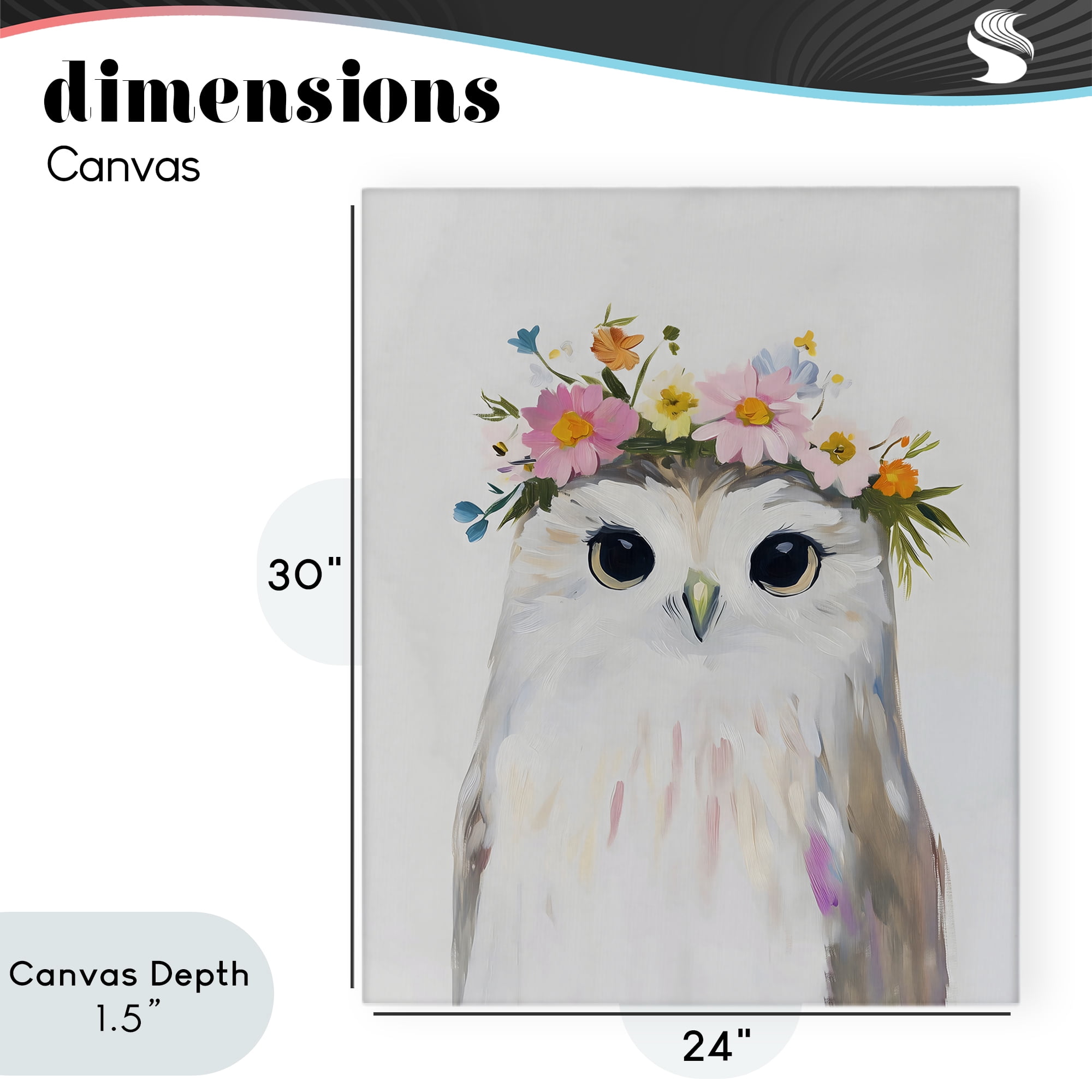 Stupell Industries Flower Crown Owl Canvas Wall Art, design by The Prints Vibe