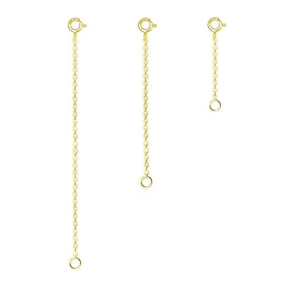 14K Gold Plated & Sterling Silver Necklace Extenders Set – 3 Sizes (1 2 3 Inch) Adjustable Chain Extensions for Necklace Bracelet Anklet Jewelry Making