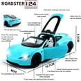thumbnail image 2 of 1:24 Scale Tesla Roadster Alloy Car Model Diecast Toy Vehicles for Kids, Tesla car Model，Pull Back Alloy Car with Lights and Music,Gifts for Boys and Girls. (Blue), 2 of 9